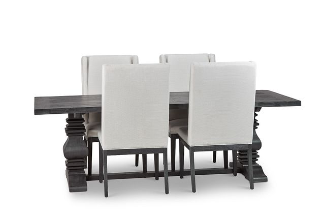 Hadlow Black 95" Rectangular Table & 4 Upholstered Chairs (2)