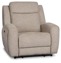 Walker Beige Fabric Power Recliner With Power Headrest