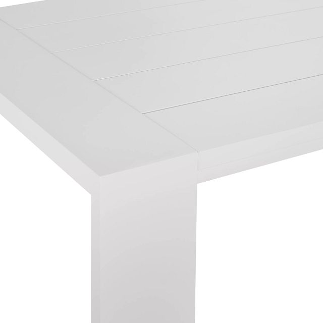 Linear White Dark Gray 70" Aluminum Table & 4 Cushioned Side Chairs