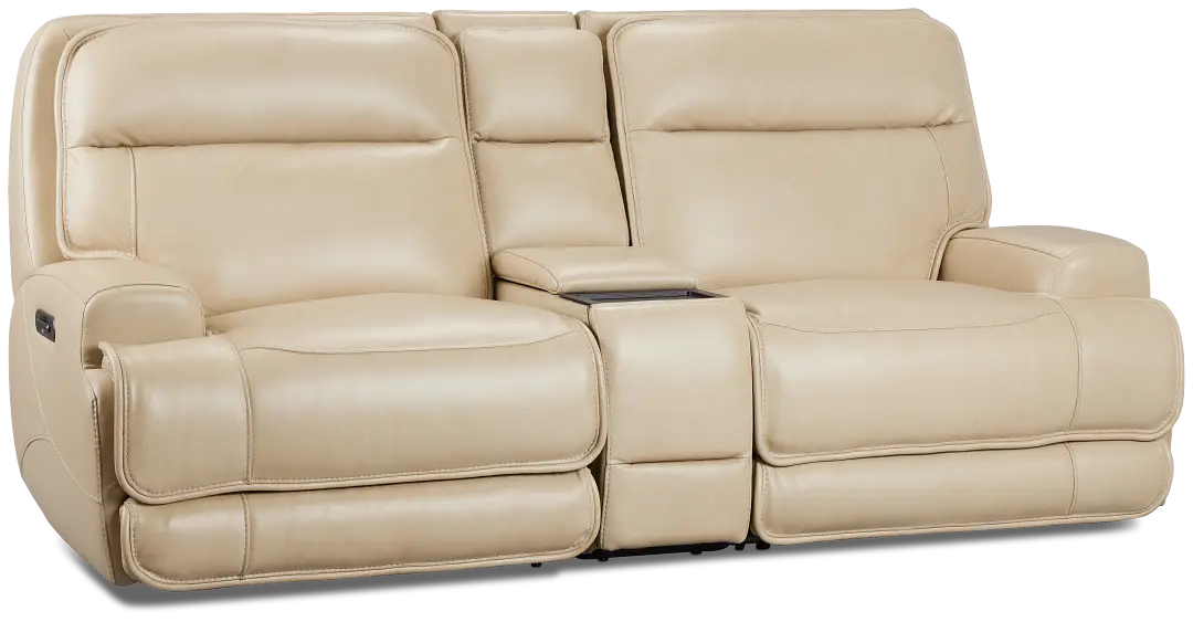 Casey Light Beige Lthr/vinyl Power Reclining Console Sofa Casey Light Beige Lthr/vinyl Power Reclining Console Sofa