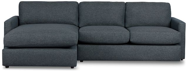 Noah Dark Blue Fabric Small Left Chaise Sectional
