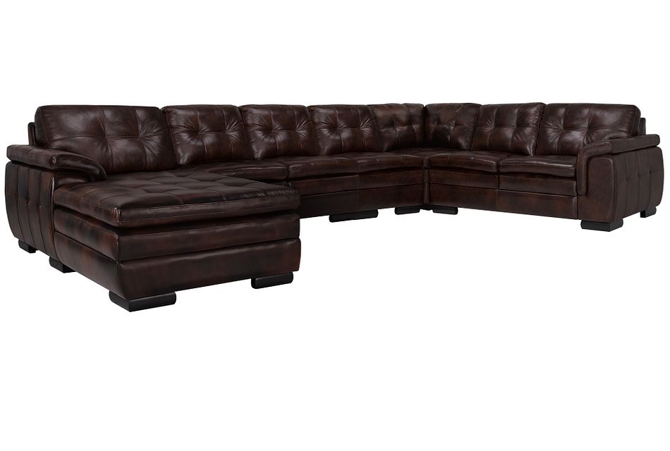 Trevor Dark Brown Leather Large Left Chaise Sectional