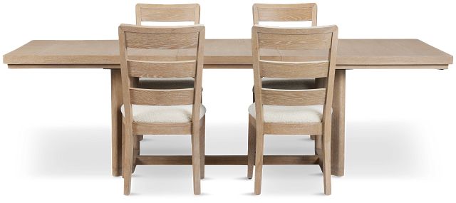 Alton Light Tone Rect Table & 4 Slat Chairs
