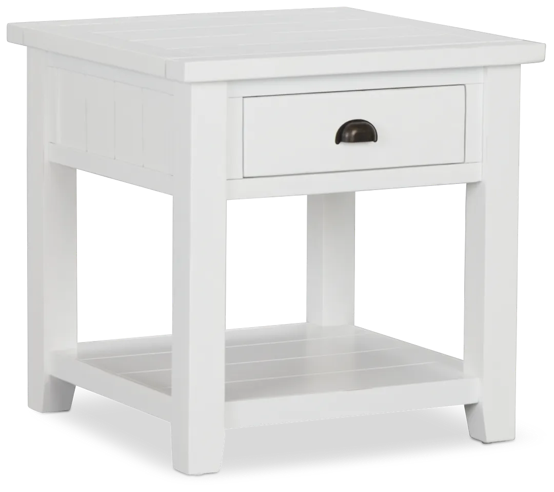 Bismark White Square End Table