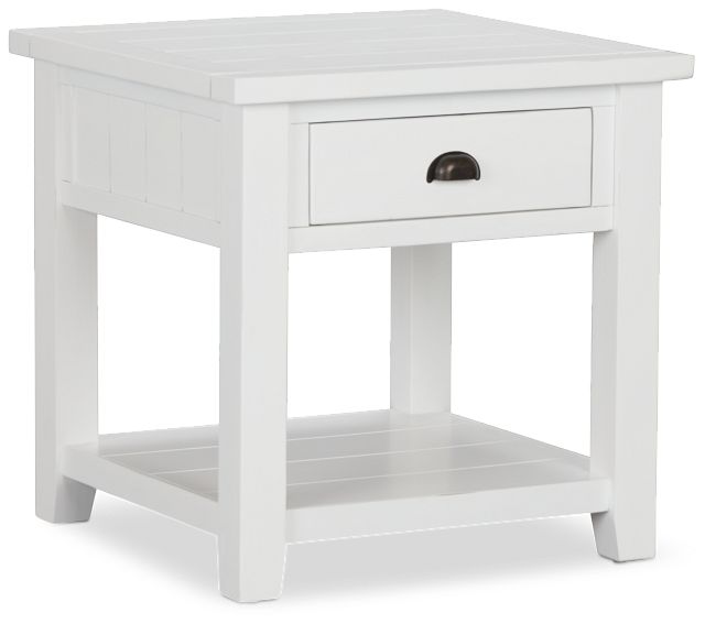 Bismark White Square End Table