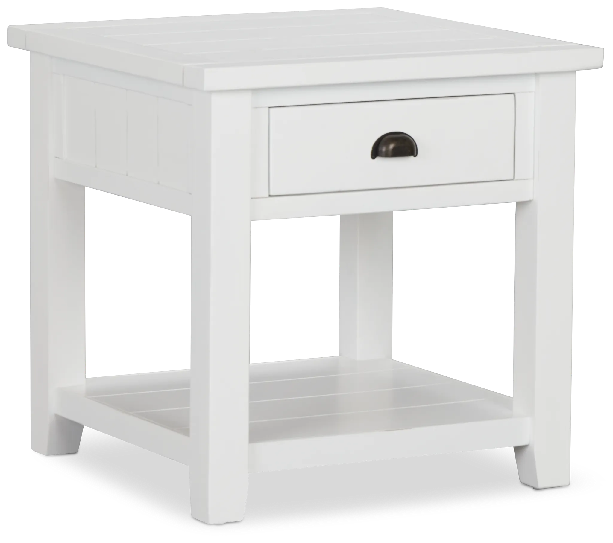 Bismark White Square End Table