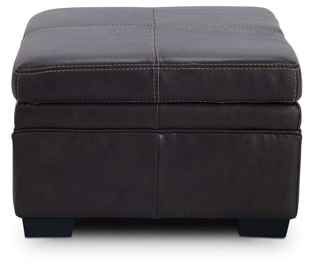 Carson Dark Brown Leather Storage Ottoman
