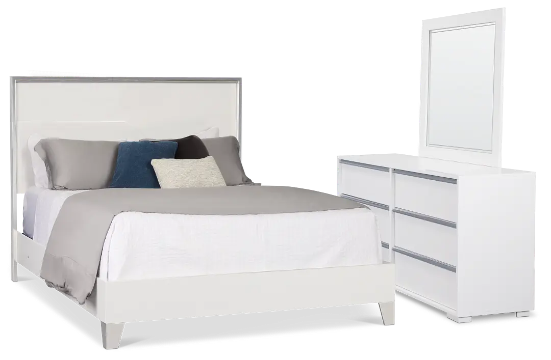 Doral White Panel Bedroom With Lights Doral White Panel Bedroom With Lights