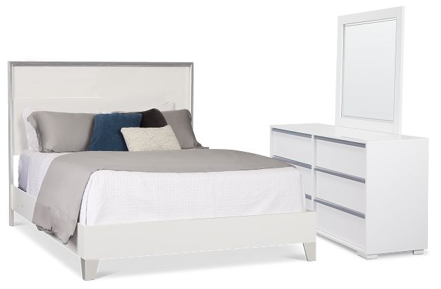Doral White Panel Bedroom With Lights