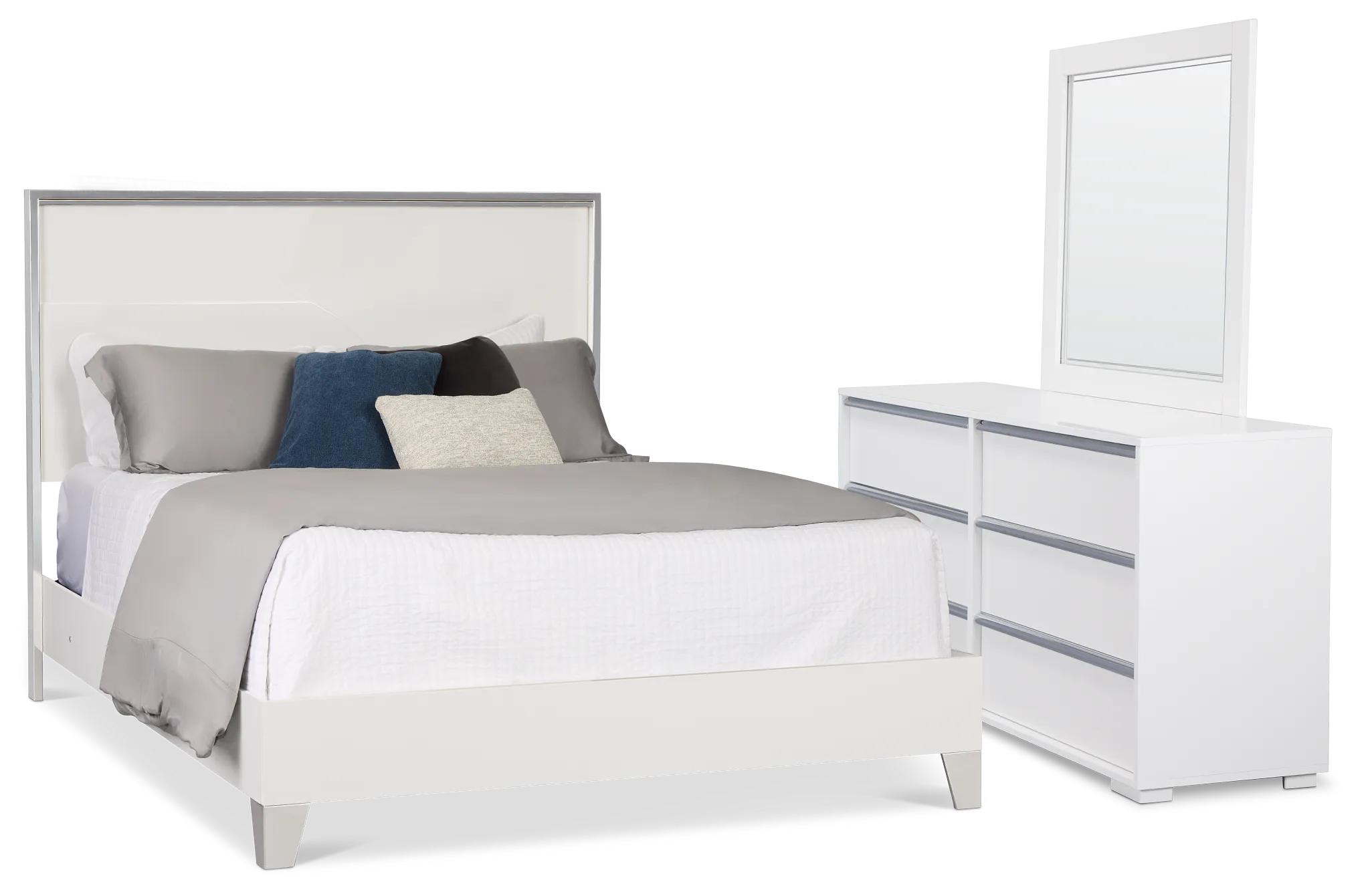 Doral White Panel Bedroom With Lights