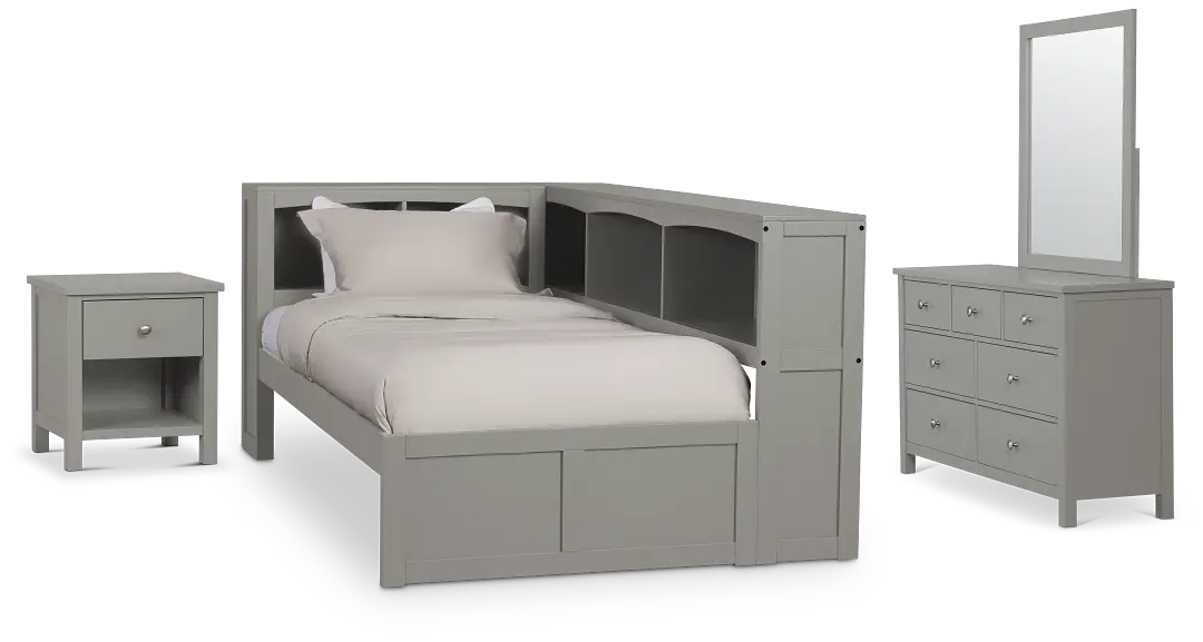 Charleston Gray Corner Bookcase Bedroom Charleston Gray Corner Bookcase Bedroom