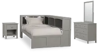 Charleston Gray Corner Bookcase Bedroom