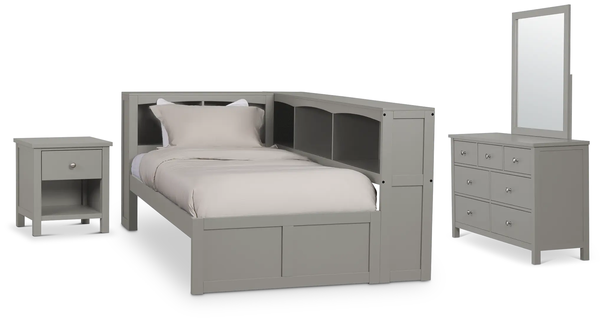 Charleston Gray Corner Bookcase Bedroom Charleston Gray Corner Bookcase Bedroom