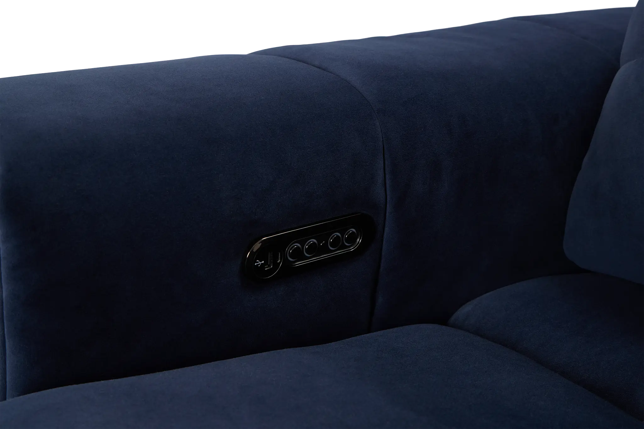 Gemma Navy Velvet Medium Dual Power 2-arm Reclining Sectional Gemma Navy Velvet Medium Dual Power 2-arm Reclining Sectional