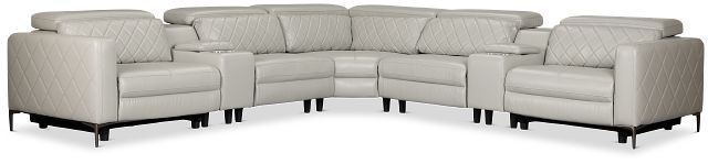 Ava Light Gray Micro Large Dual Power Reclining Two-arm Sectional