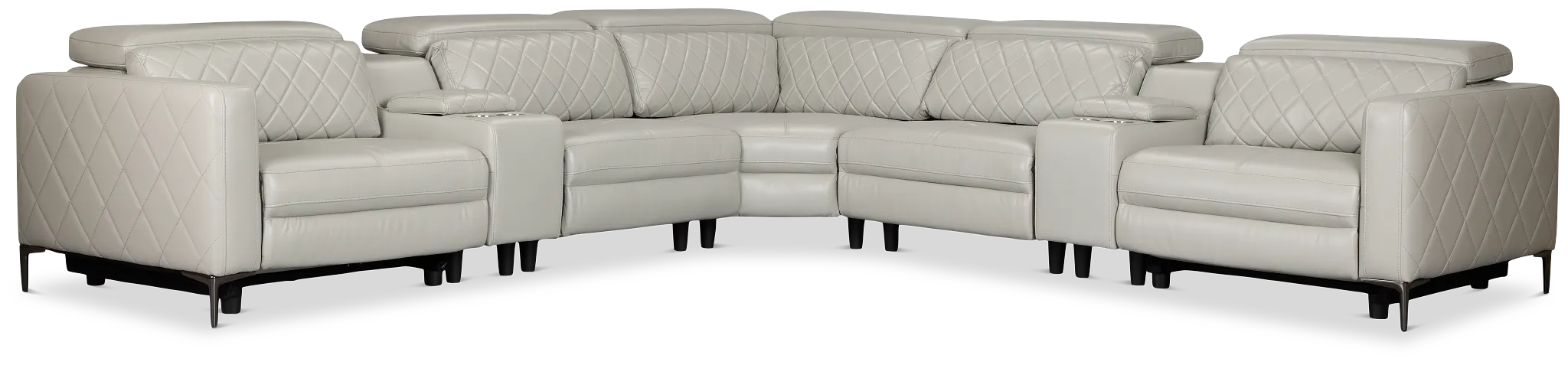 Ava Light Gray Micro Large Dual Power Reclining Two-arm Sectional