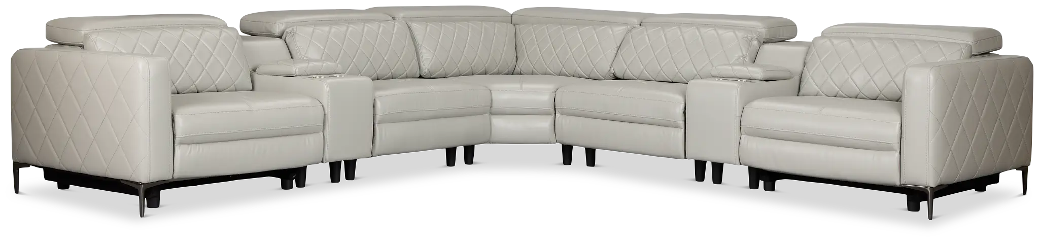 Ava Light Gray Micro Large Dual Power Reclining Two-arm Sectional Ava Light Gray Micro Large Dual Power Reclining Two-arm Sectional