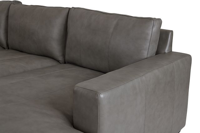Dawkins Gray Leather Right Chaise Sectional