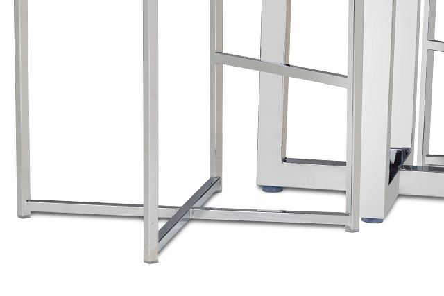 Amalfi White Glass Pub Table & 2 Metal Barstools