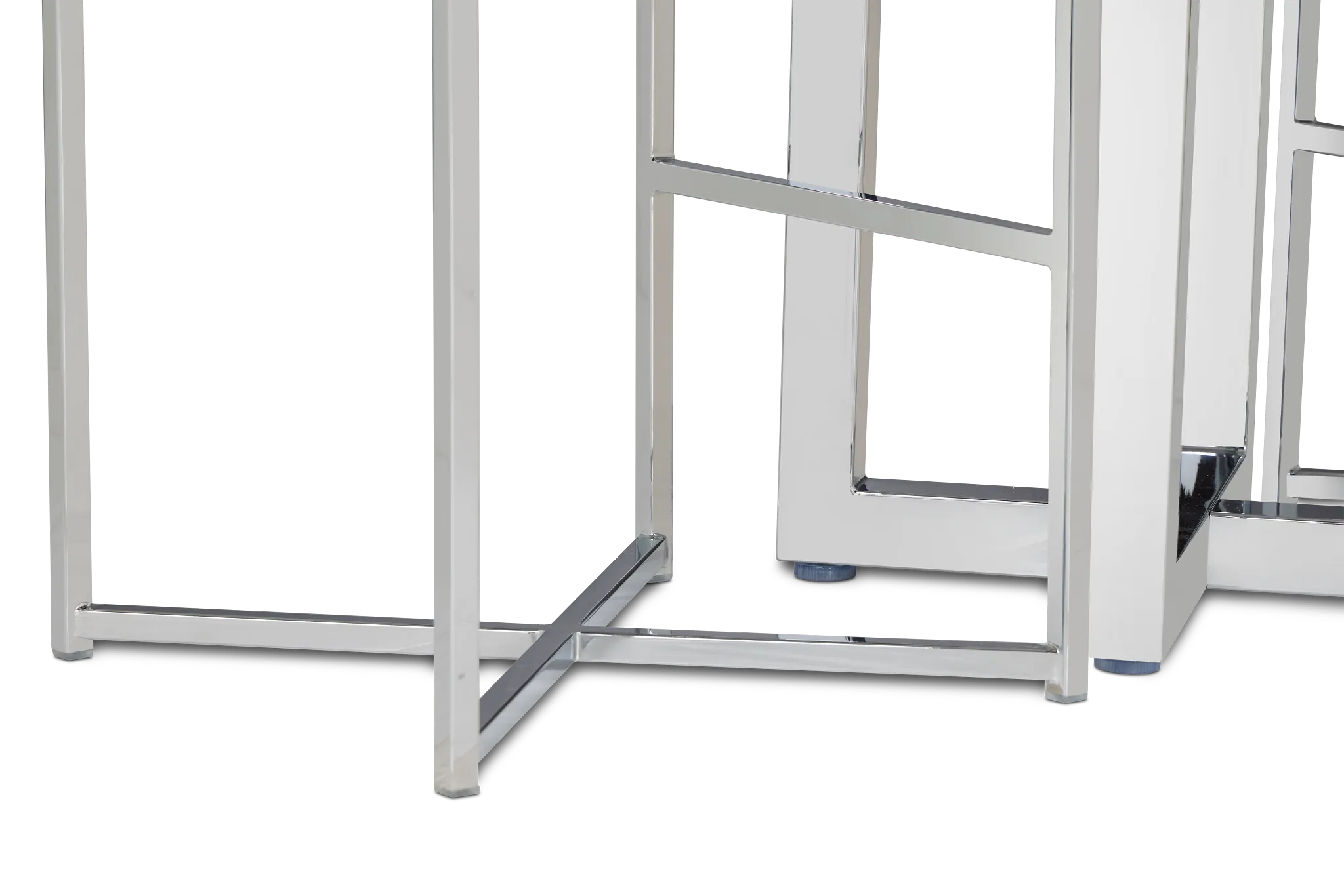 Amalfi White Glass Pub Table & 2 Metal Barstools