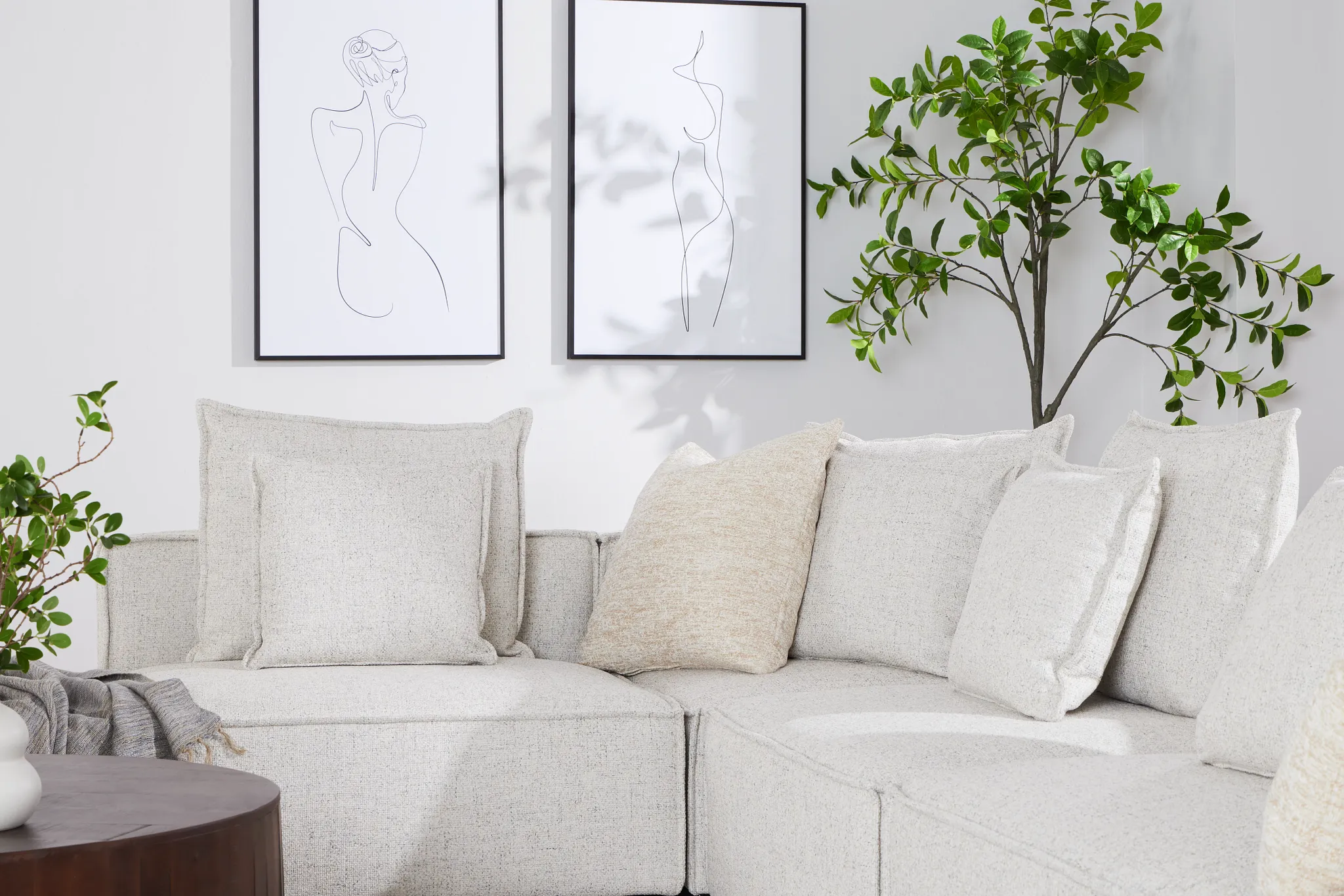 Tatum Beige Fabric 6-piece Pit Sectional