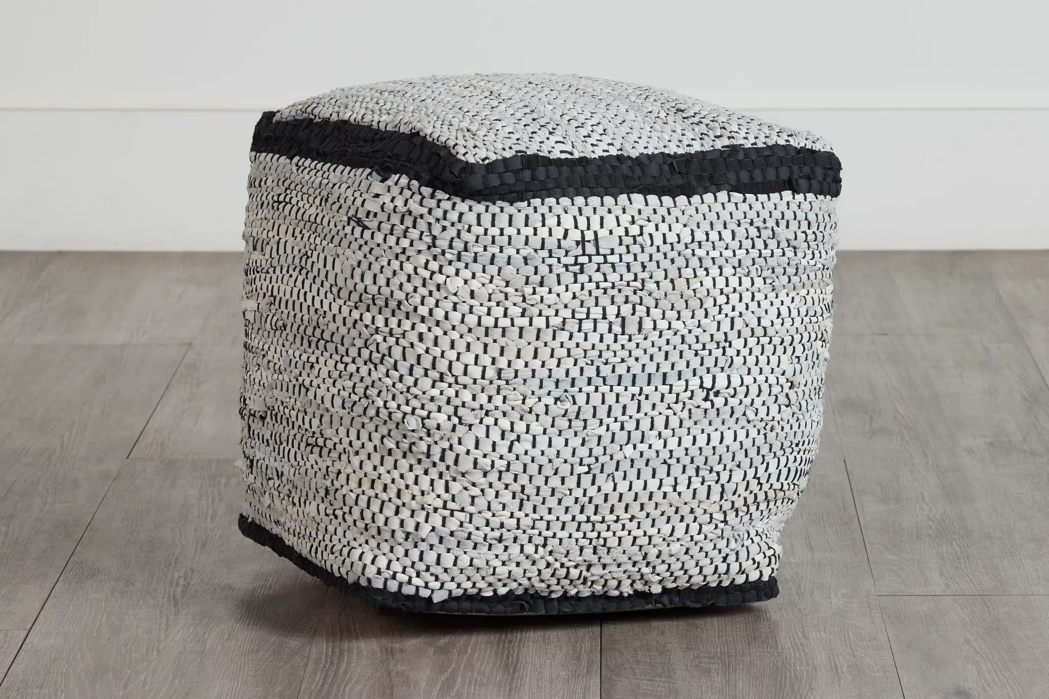 Ash Black Leather Accent Pouf Ash Black Leather Accent Pouf
