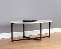 Risa White Marble Oval Coffee Table