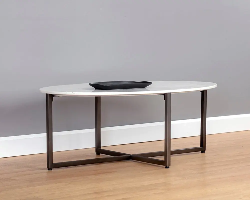 Risa White Marble Oval Coffee Table Risa White Marble Oval Coffee Table