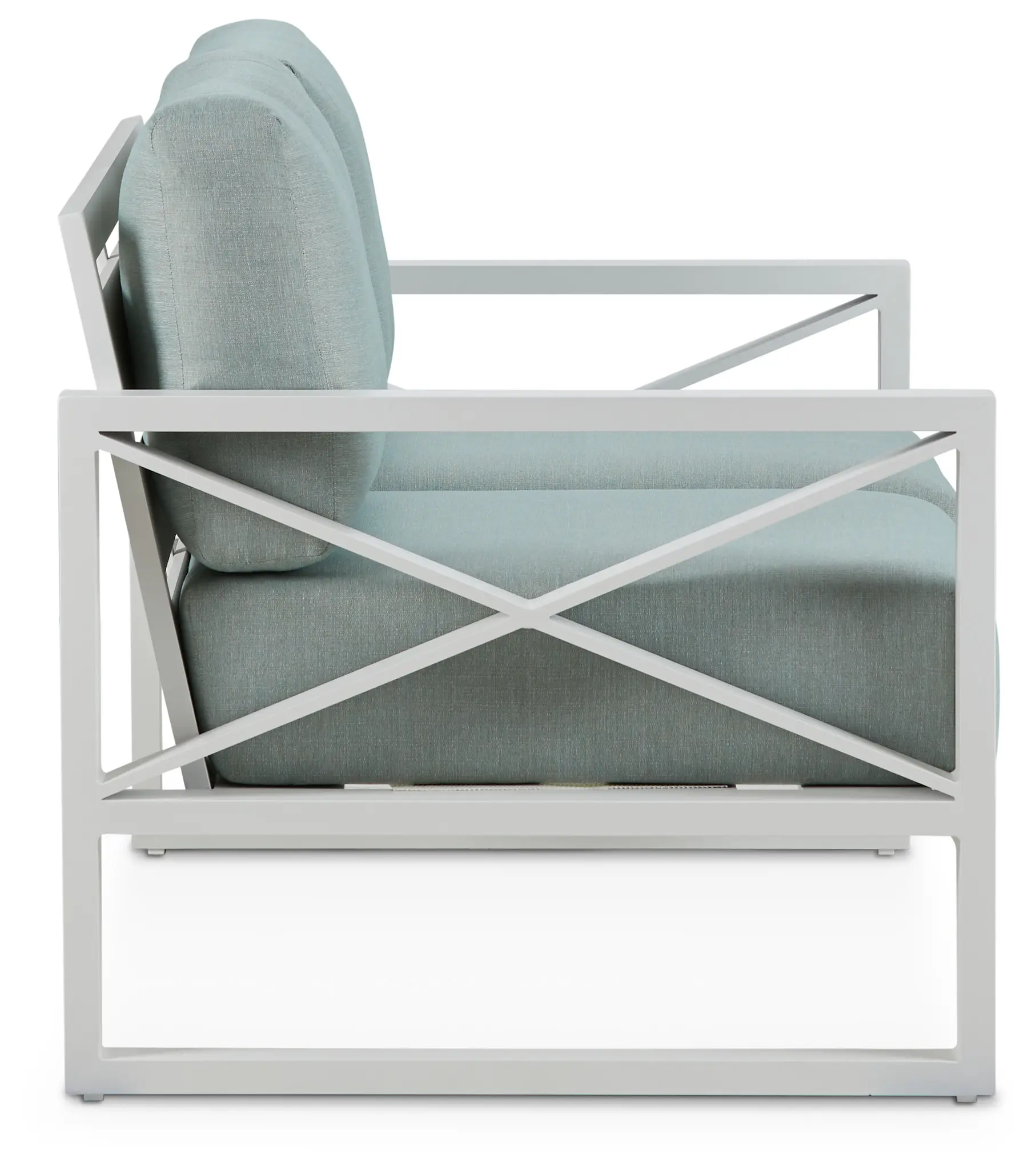 Linear White Teal Aluminum Loveseat Linear White Teal Aluminum Loveseat