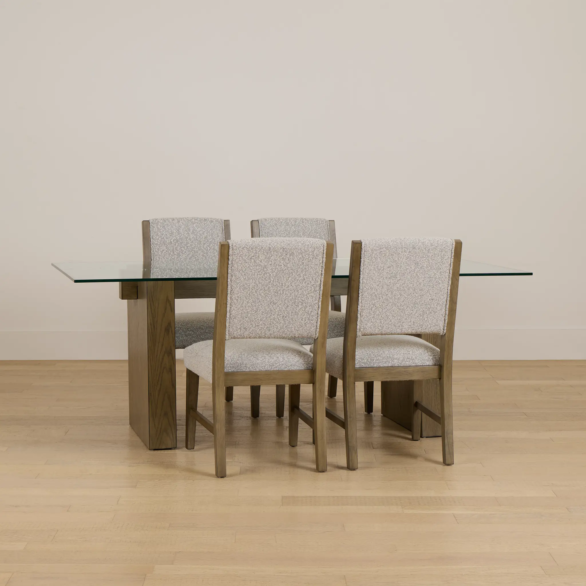 Vance Glass Rectangular Table & 4 Upholstered Chairs Vance Glass Rectangular Table & 4 Upholstered Chairs