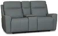 Flexsteel Sterling Blue Lthr/vinyl Power Reclining Loveseat