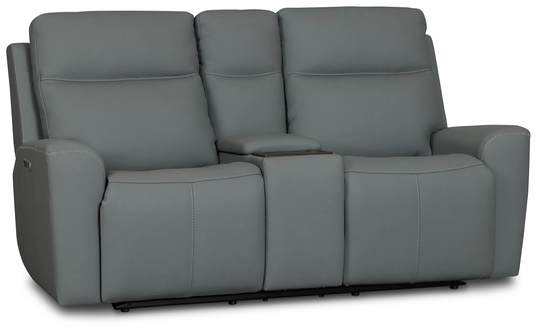 Flexsteel Sterling Blue Lthr/vinyl Power Reclining Loveseat