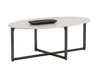 Risa White Marble Oval Coffee Table