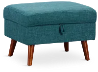 Raya Dark Teal Fabric Storage Ottoman