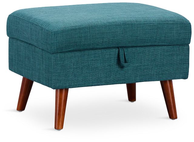 Raya Dark Teal Fabric Storage Ottoman