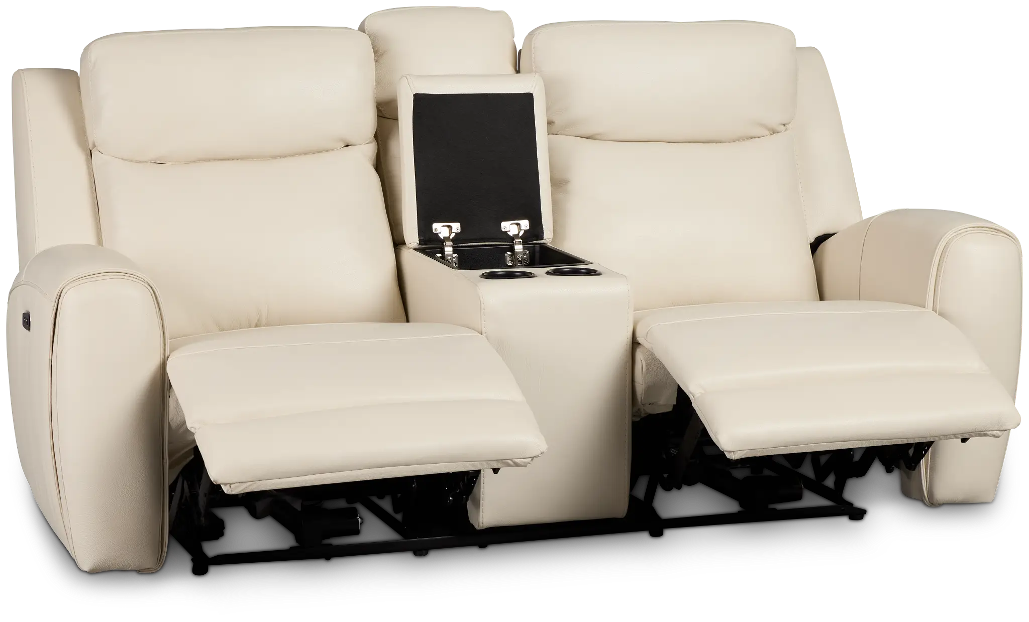 Walker Ivory Lthr/vinyl Power Reclining Console Loveseat W/ Power Headrest Walker Ivory Lthr/vinyl Power Reclining Console Loveseat W/ Power Headrest