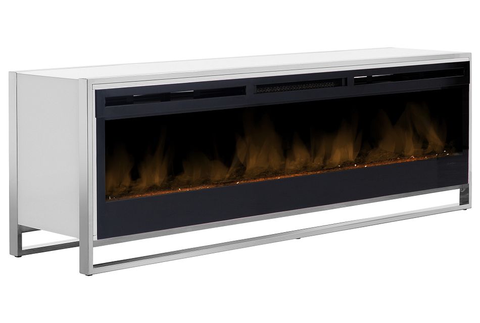 State Street White 76" Tv Stand With Fireplace Insert