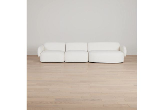 Halsey White Fabric Small Right Cuddler Sectional