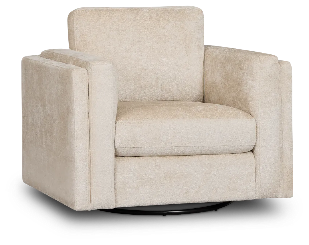 Farren Beige Fabric Swivel Chair