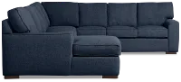 Sinclair Dark Blue Fabric Left Chaise Cooling Memory Foam Sleeper Sectional