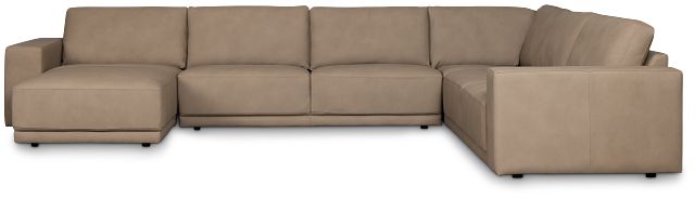 Kellan Taupe Leather Medium Left Chaise Sectional