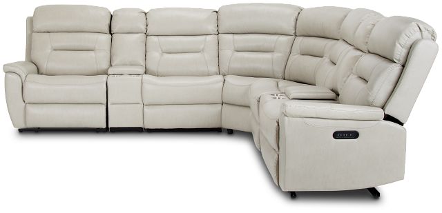 Toby Light Gray Micro Large Triple Power Reclining Two-arm Sectional