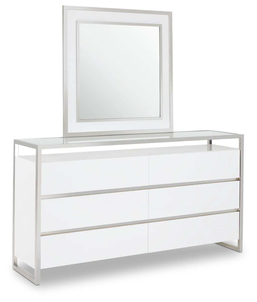 Miami White Dresser & Mirror