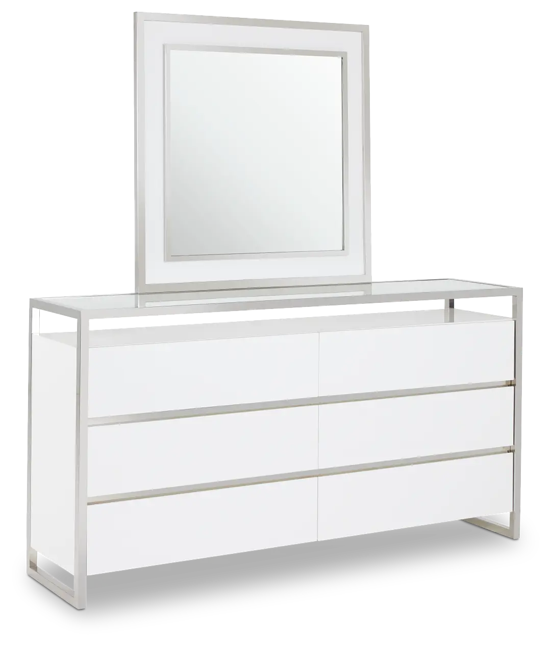 Miami White Dresser & Mirror Miami White Dresser & Mirror