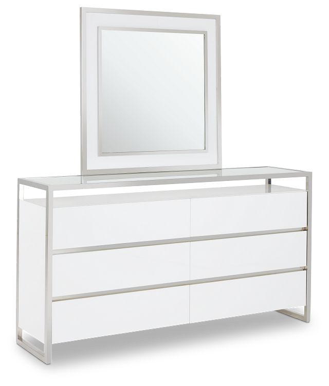 Miami White Dresser & Mirror
