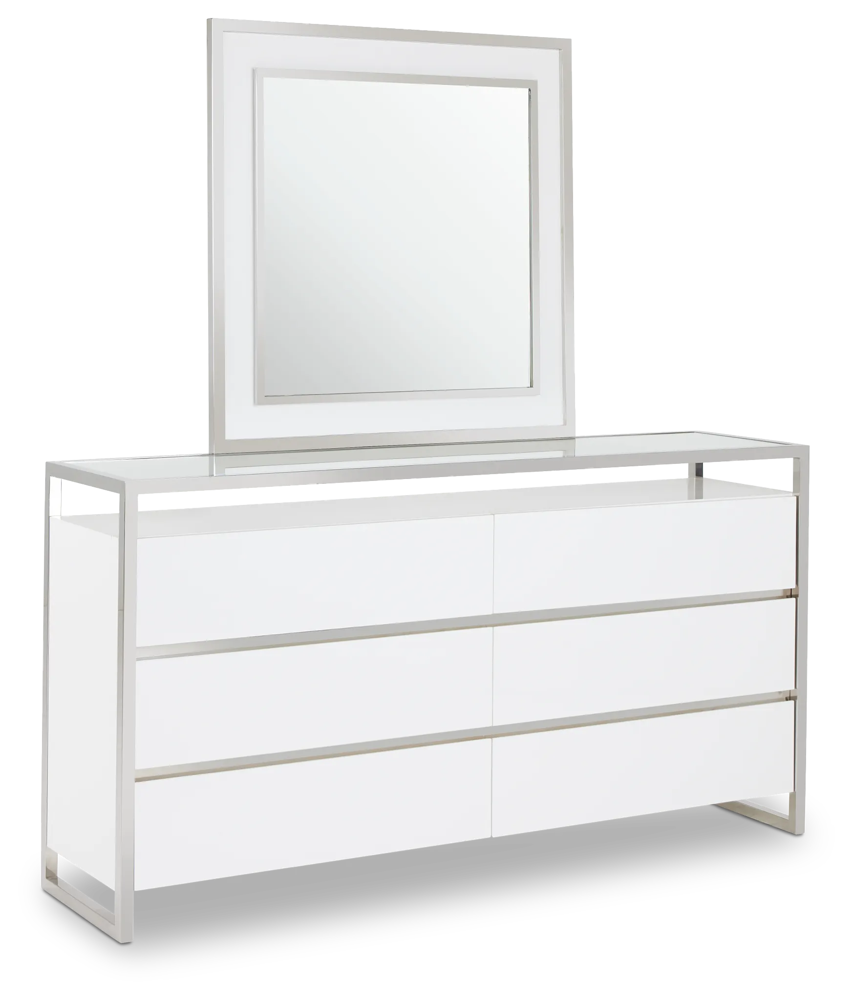 Miami White Dresser & Mirror