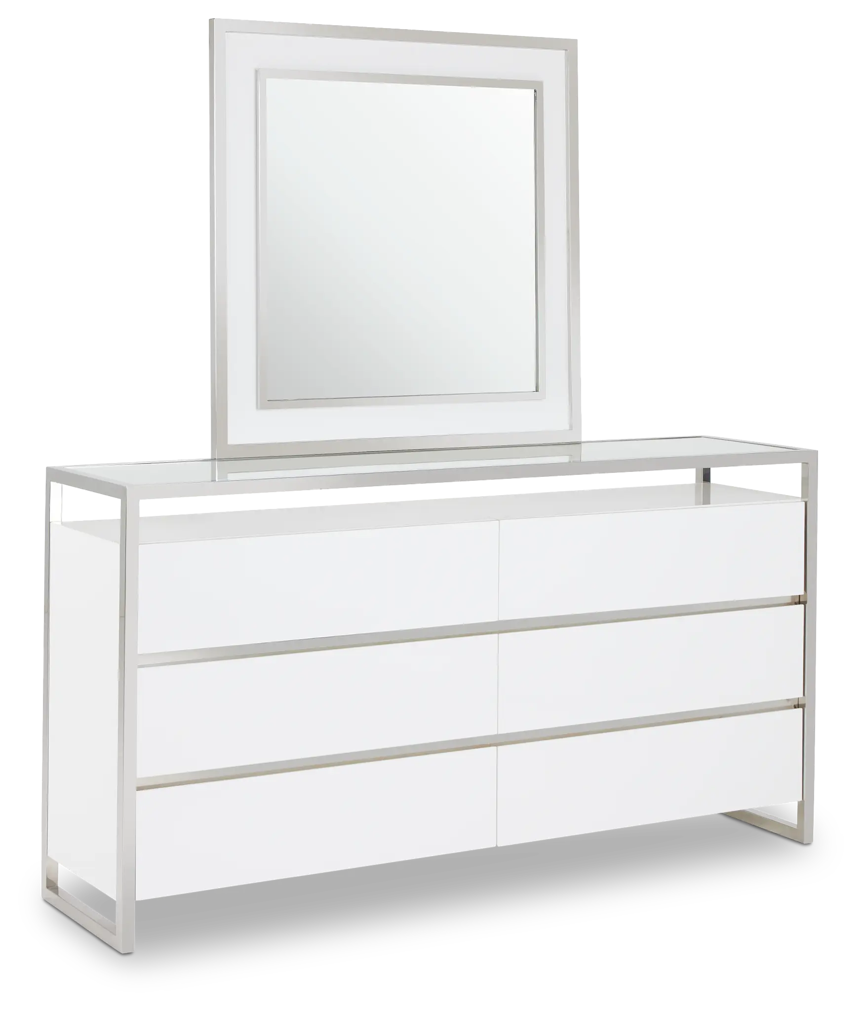 Miami White Dresser & Mirror Miami White Dresser & Mirror