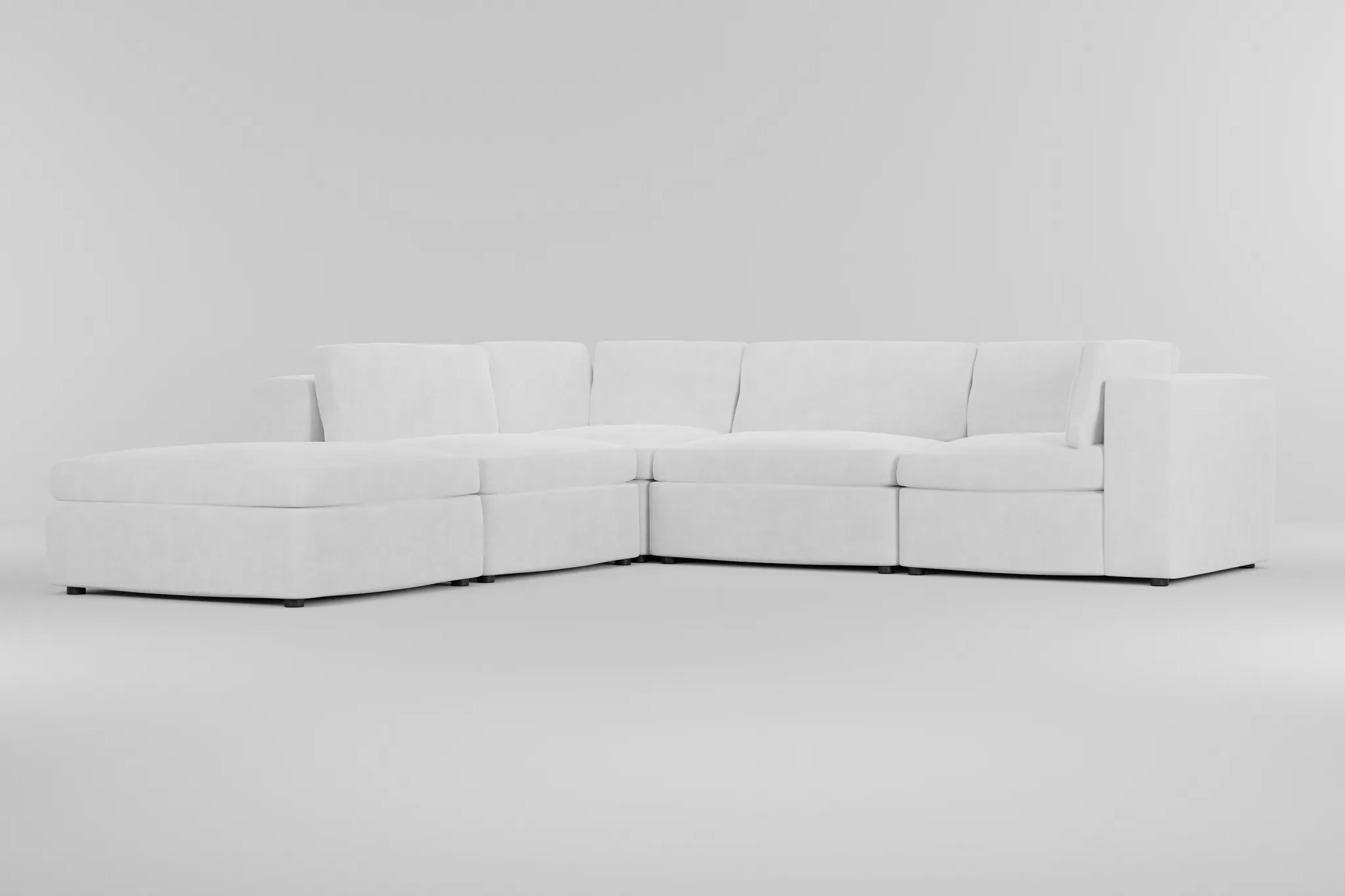 Destin Peyton White Fabric 5pc Bumper Sectional