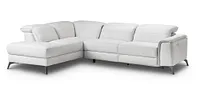 Pearson White Leather Left Bumper Power Reclining Sectional