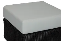 Montecito Black Small Ottoman With Light Blue Cushions